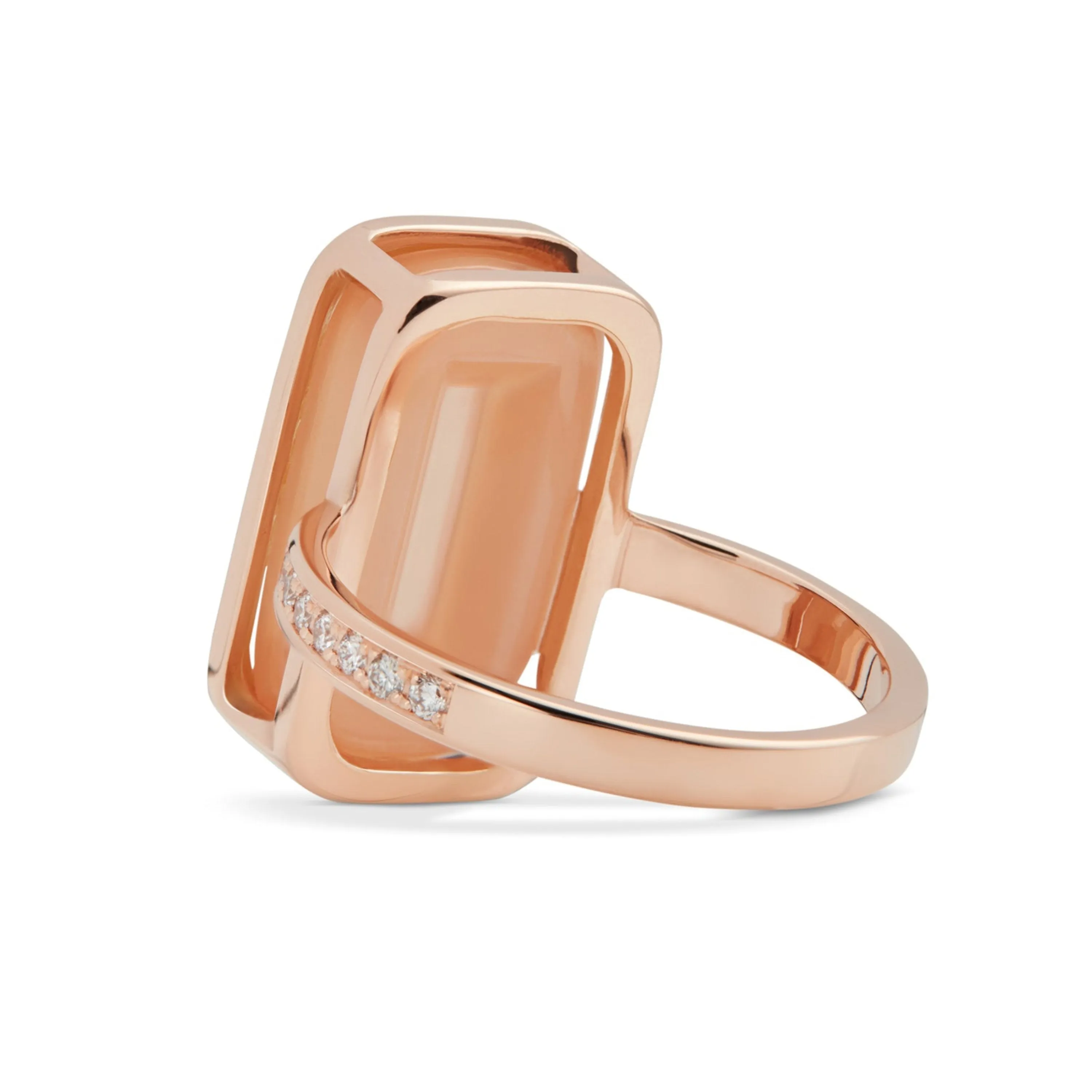 Pfefferminz ring orange stoned rose gold with orange moonstone and diamond