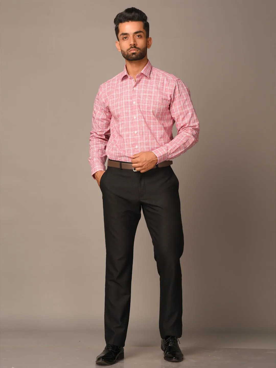 Pink Plaid Checks Cotton Shirt