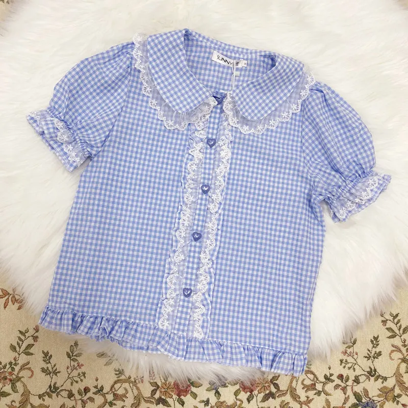 Plaid Kawaii Candy Girl Lolita Plaid Shirt