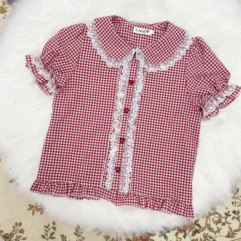 Plaid Kawaii Candy Girl Lolita Plaid Shirt