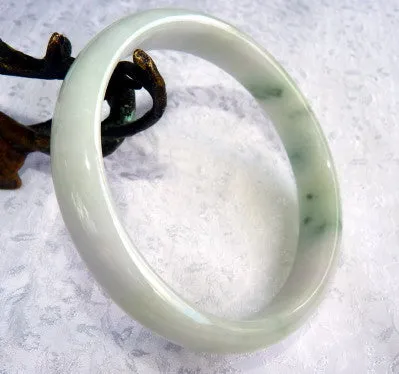 Powerful Yang Green Veins Burmese Jadeite Old Mine Bangle Bracelet Large Men's 72 mm (BB2963)