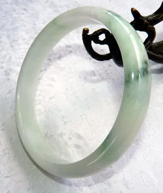 Powerful Yang Green Veins Burmese Jadeite Old Mine Bangle Bracelet Large Men's 72 mm (BB2963)