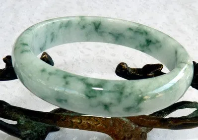 Precious Green Veins Butterfly Tracks Old Mine Burmese Jadeite Jade Bangle Bracelet 62.5mm (BB2082)