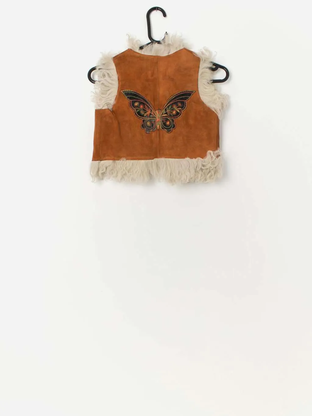 Rare 70s vintage suede sheepskin vest, made in France – 2XS / XS