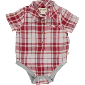 Red/Cream Plaid S/S Woven Onesie HB 1222J