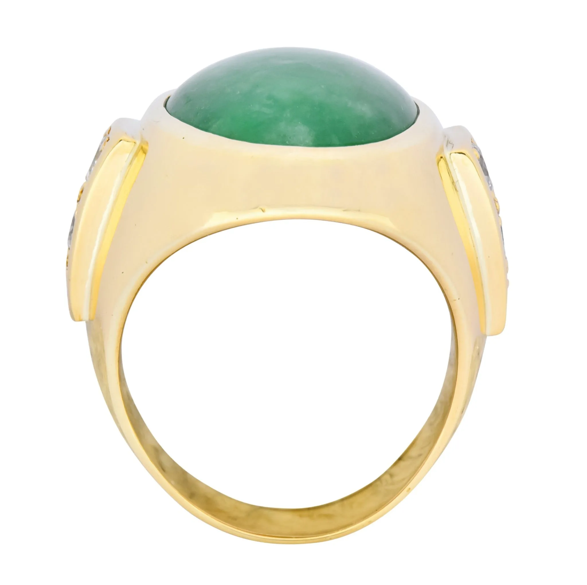 Retro Jadeite Jade Diamond 18 Karat Gold Men's Ring