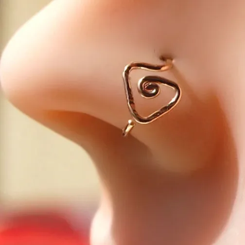 Rose Gold Tribal Triangle Nose Ring