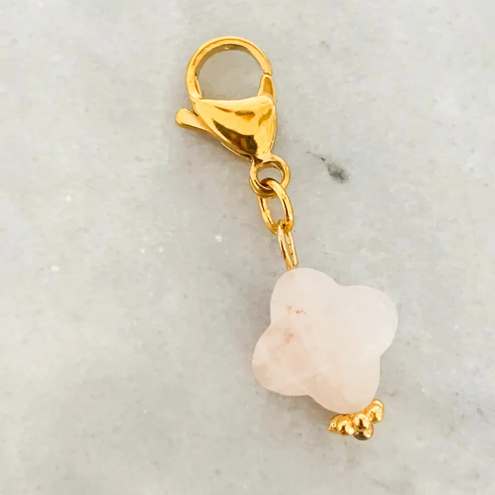 Rose Quartz Clover Charm