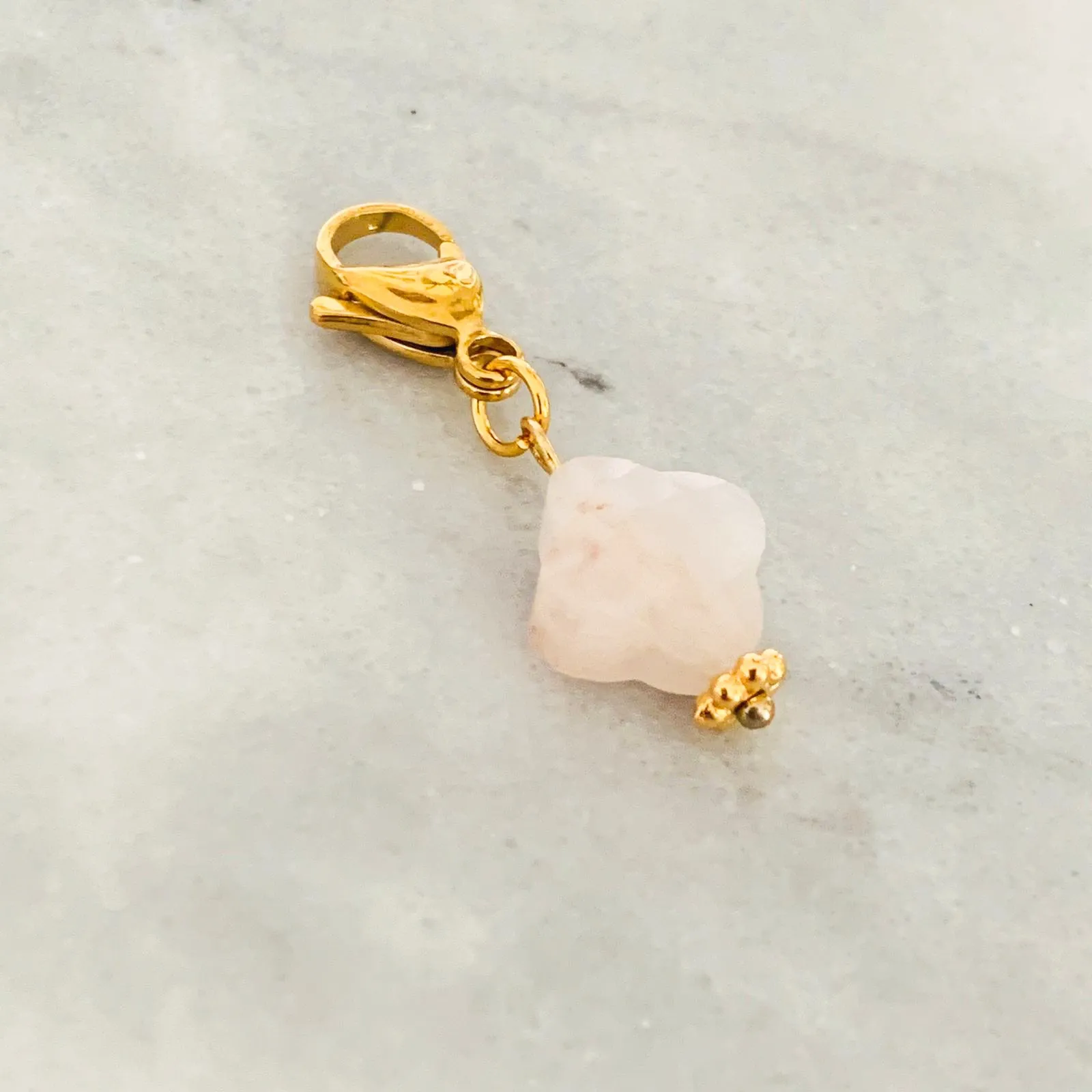 Rose Quartz Clover Charm