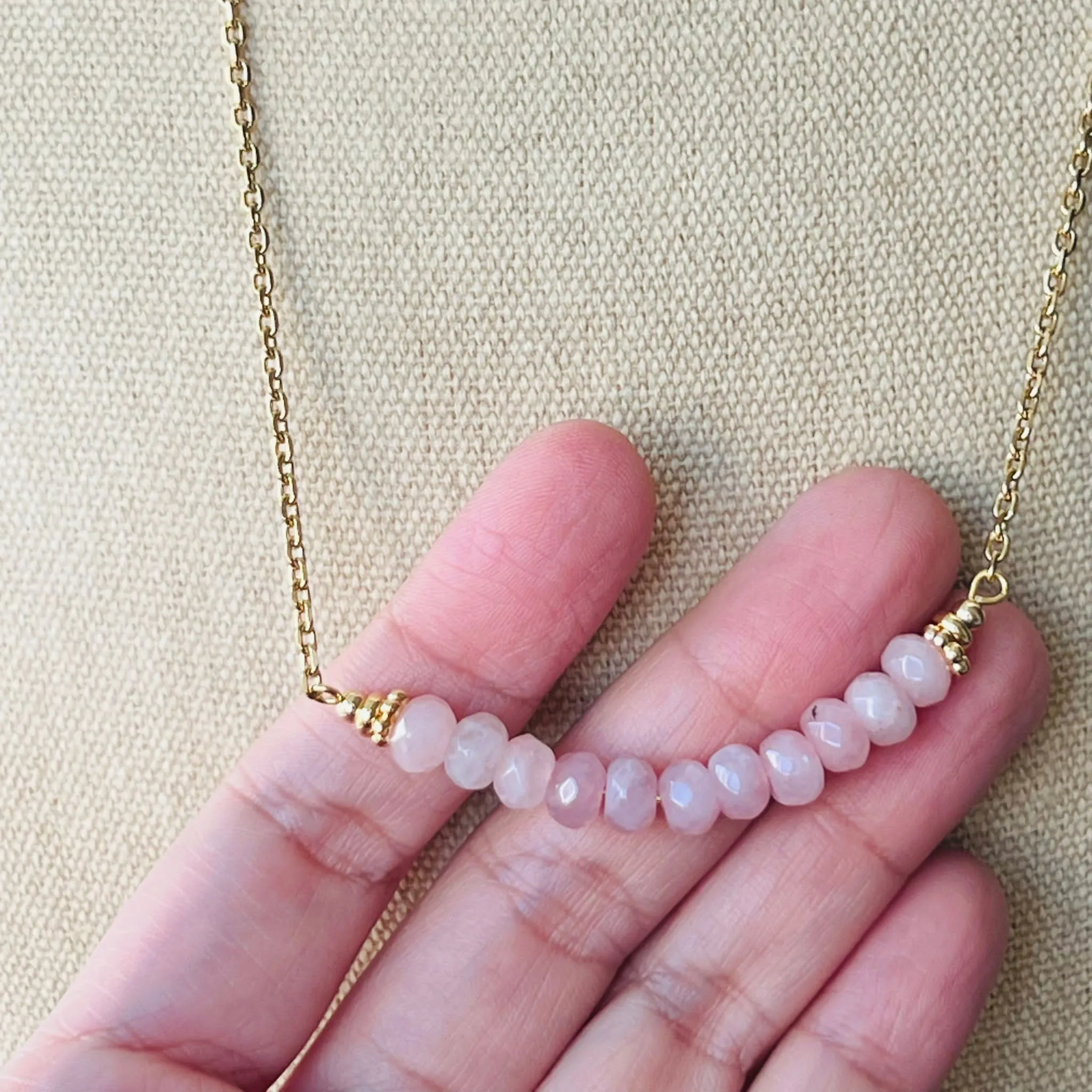 Rose Quartz Moon Necklace