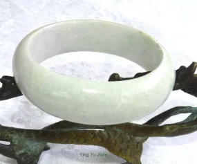 Sale-Ying Yu's Jewelry Box-Now You See It, Now You Don't Tiny Green Veins, Soft Lavender Hues White Jadeite Jade Bangle Bracelet