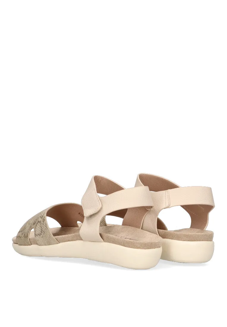 SANDALIA ESTILO PIEL DE SERPIENTE ARMONY SIMOS 41003 MUJER, BEIGE