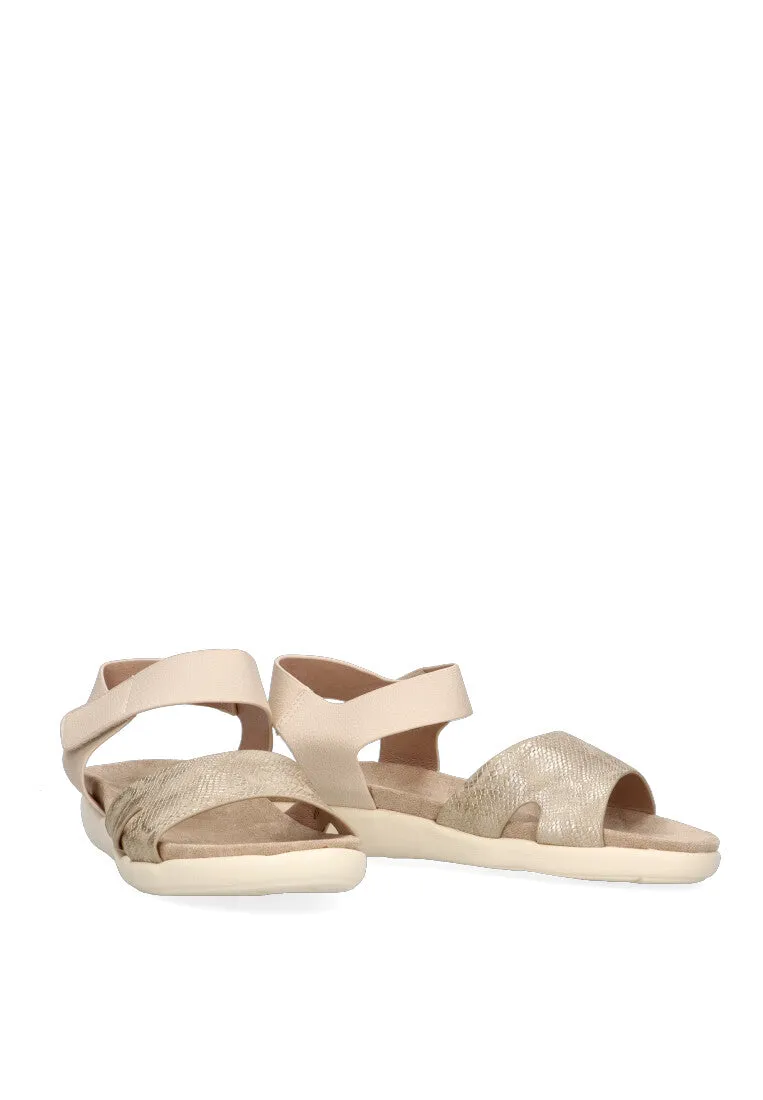 SANDALIA ESTILO PIEL DE SERPIENTE ARMONY SIMOS 41003 MUJER, BEIGE