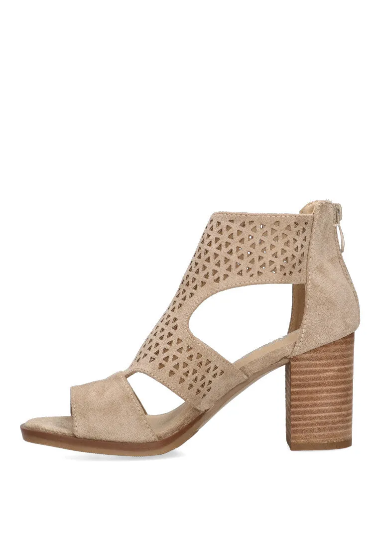 SANDALIA ETIKA FAMARA 31117 ABOTINADA TACON ANCHO BEIGE PARA MUJER