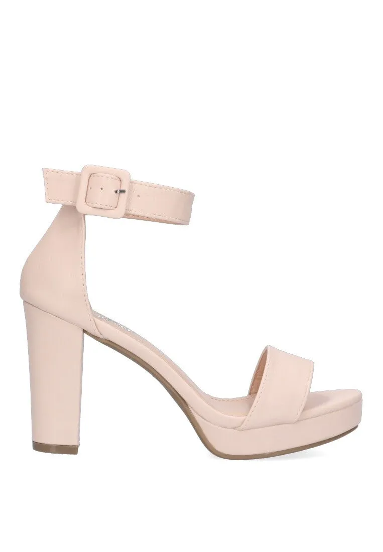 SANDALIAS LISAS ETIKA BEIGE TACN ALTO Y PLATAFORMA DE 1 CM PARA FIESTA MUJER MACEI