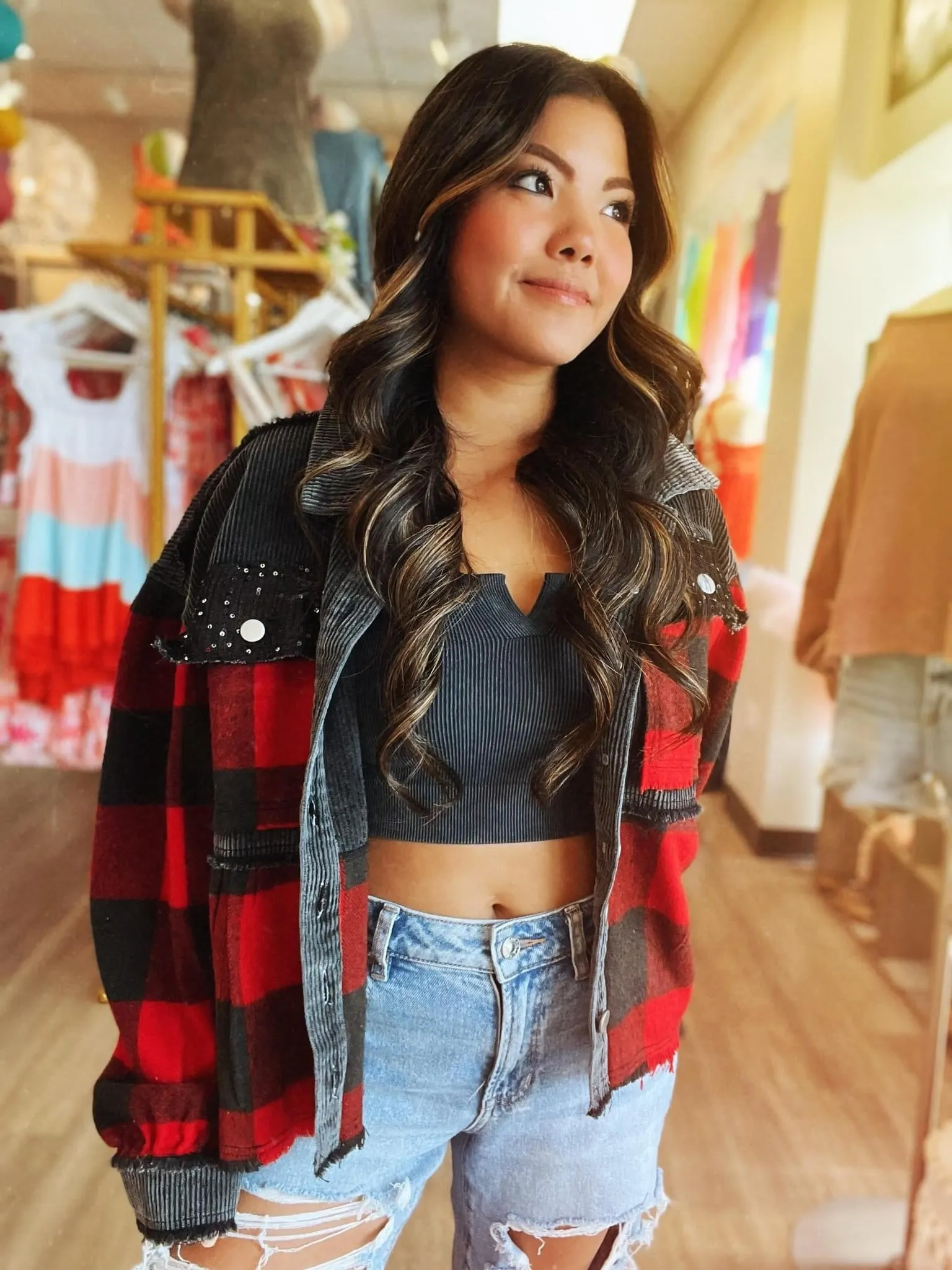 Sequin Buffalo Plaid Shacket