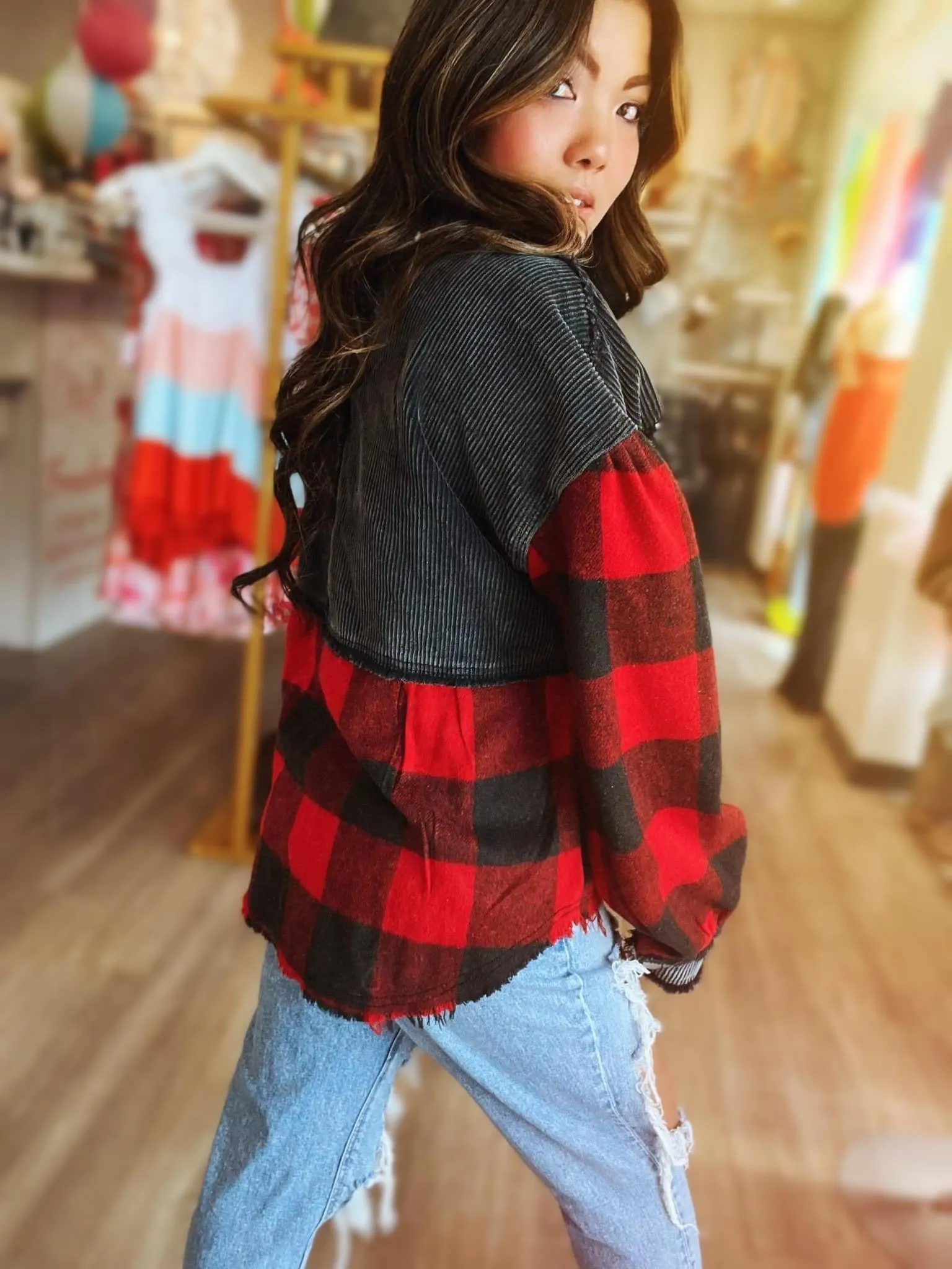 Sequin Buffalo Plaid Shacket