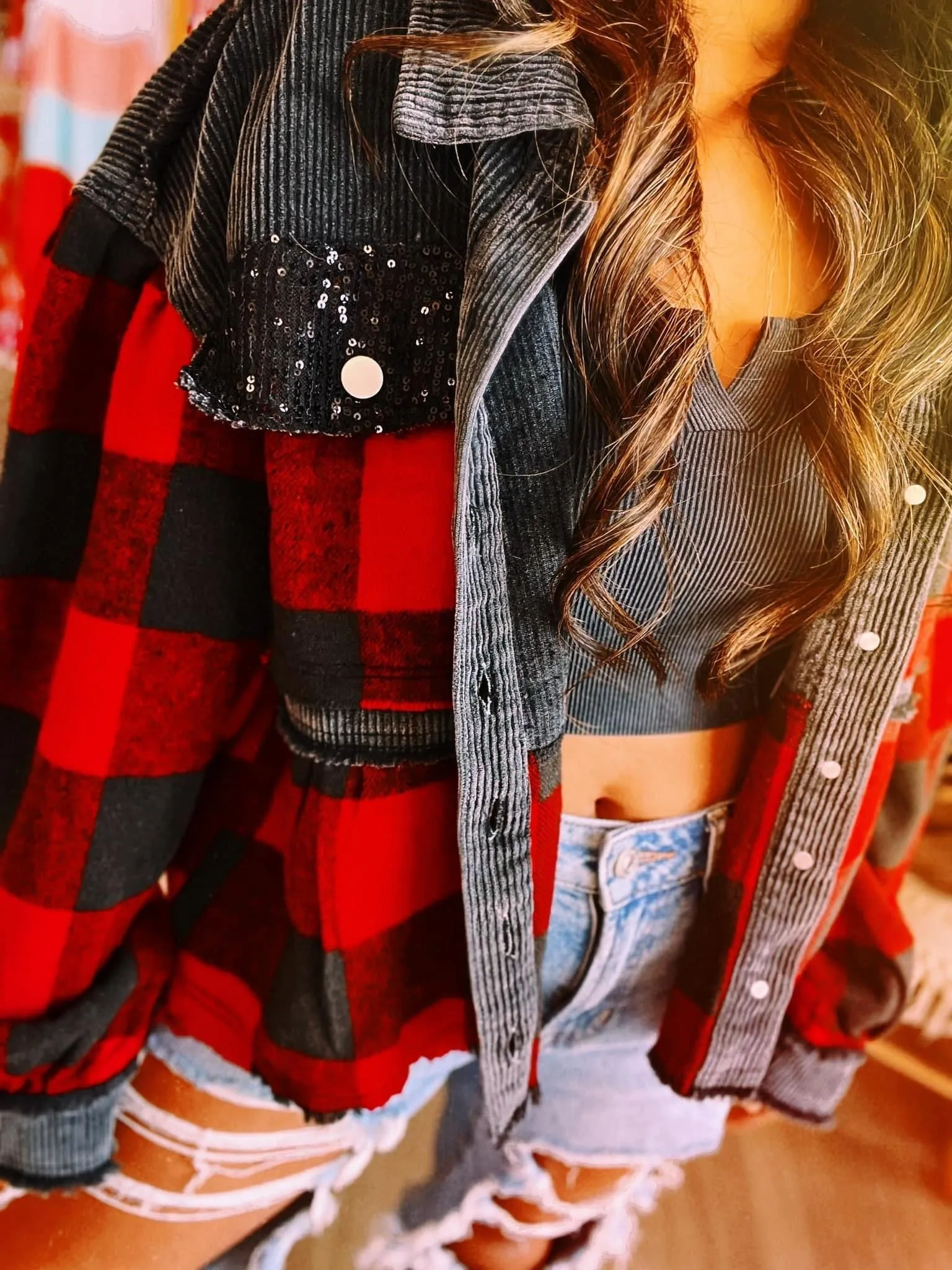 Sequin Buffalo Plaid Shacket