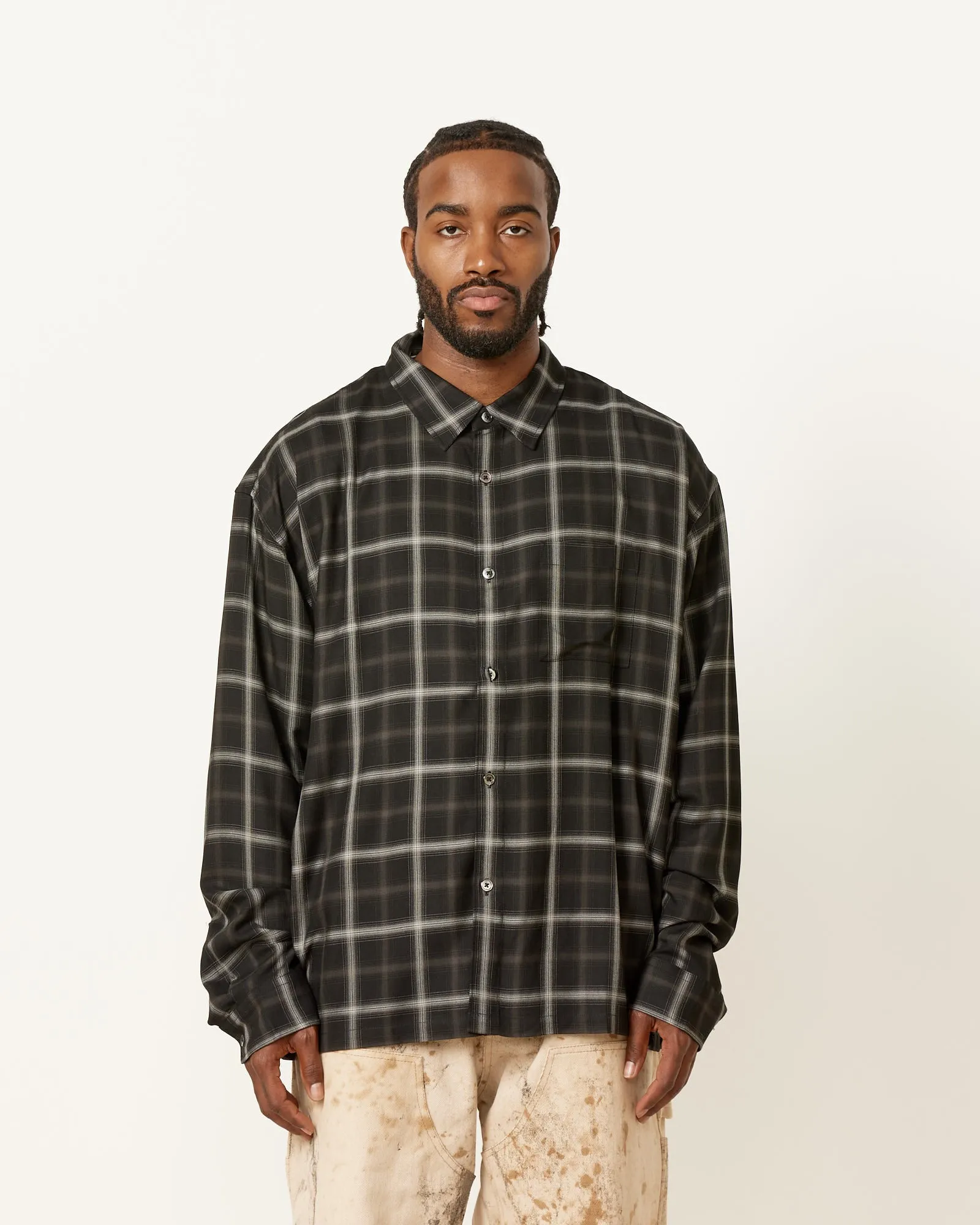 Shadow Plaid Rayon Shirt