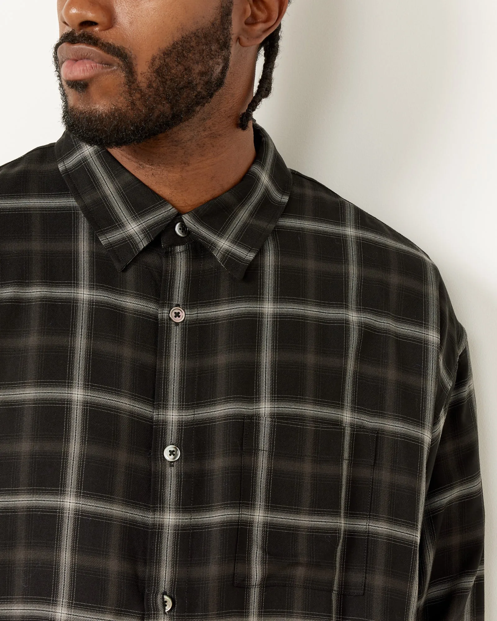 Shadow Plaid Rayon Shirt