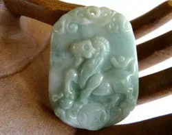 Sheep Brings Good Fortune Year of Sheep Ram Goat Jadeite Pendant (BJP881)