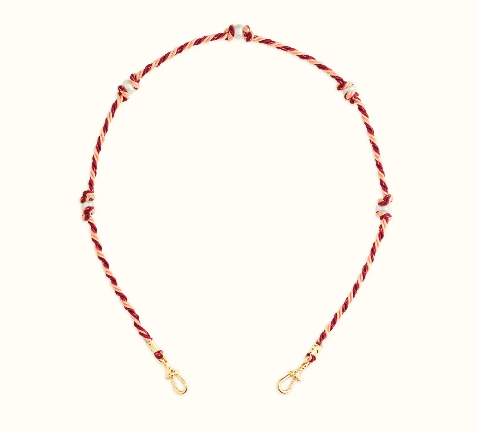 Silky Mauli Chain Pearl- Burgundy and Beige 35cm