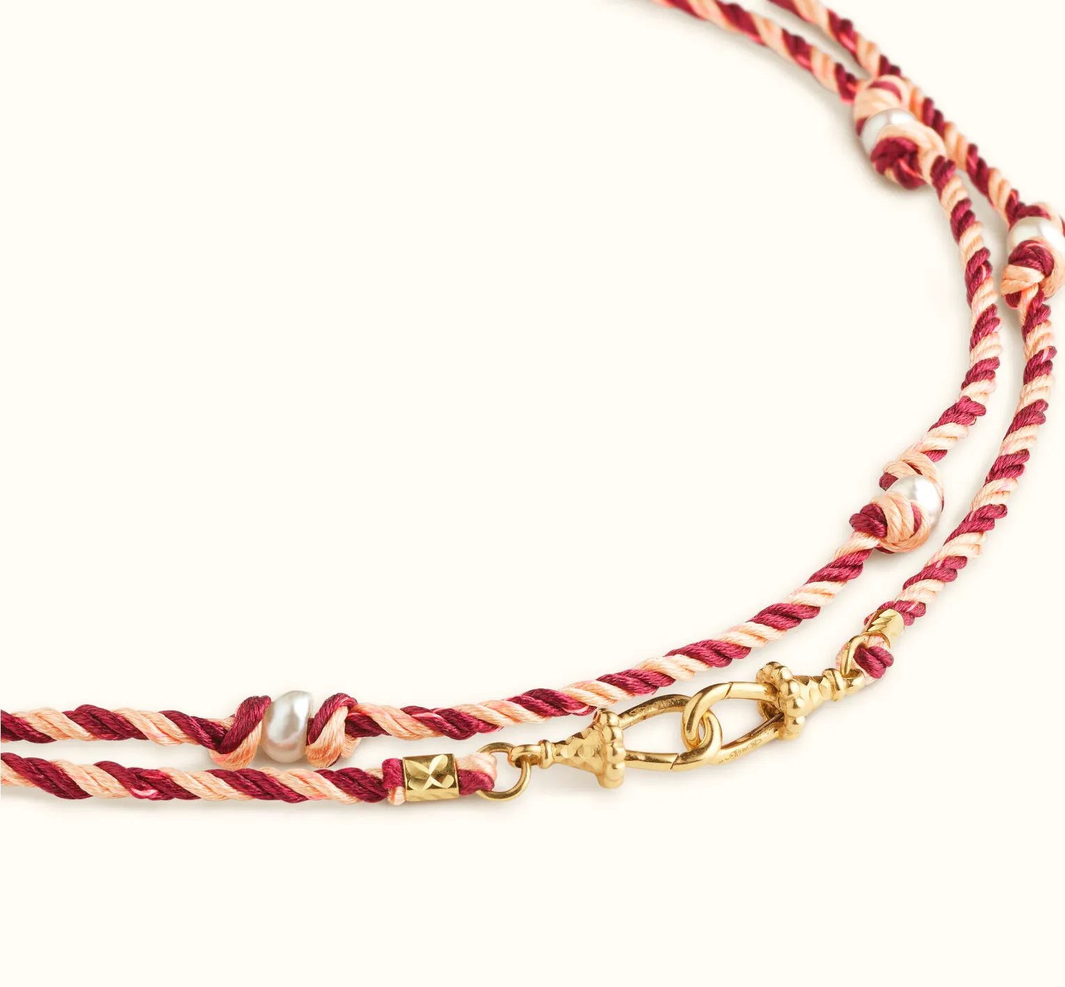 Silky Mauli Chain Pearl- Burgundy and Beige 35cm