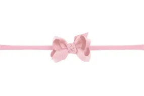 Small Grosgrain Bow on Baby Headband - Light Pink