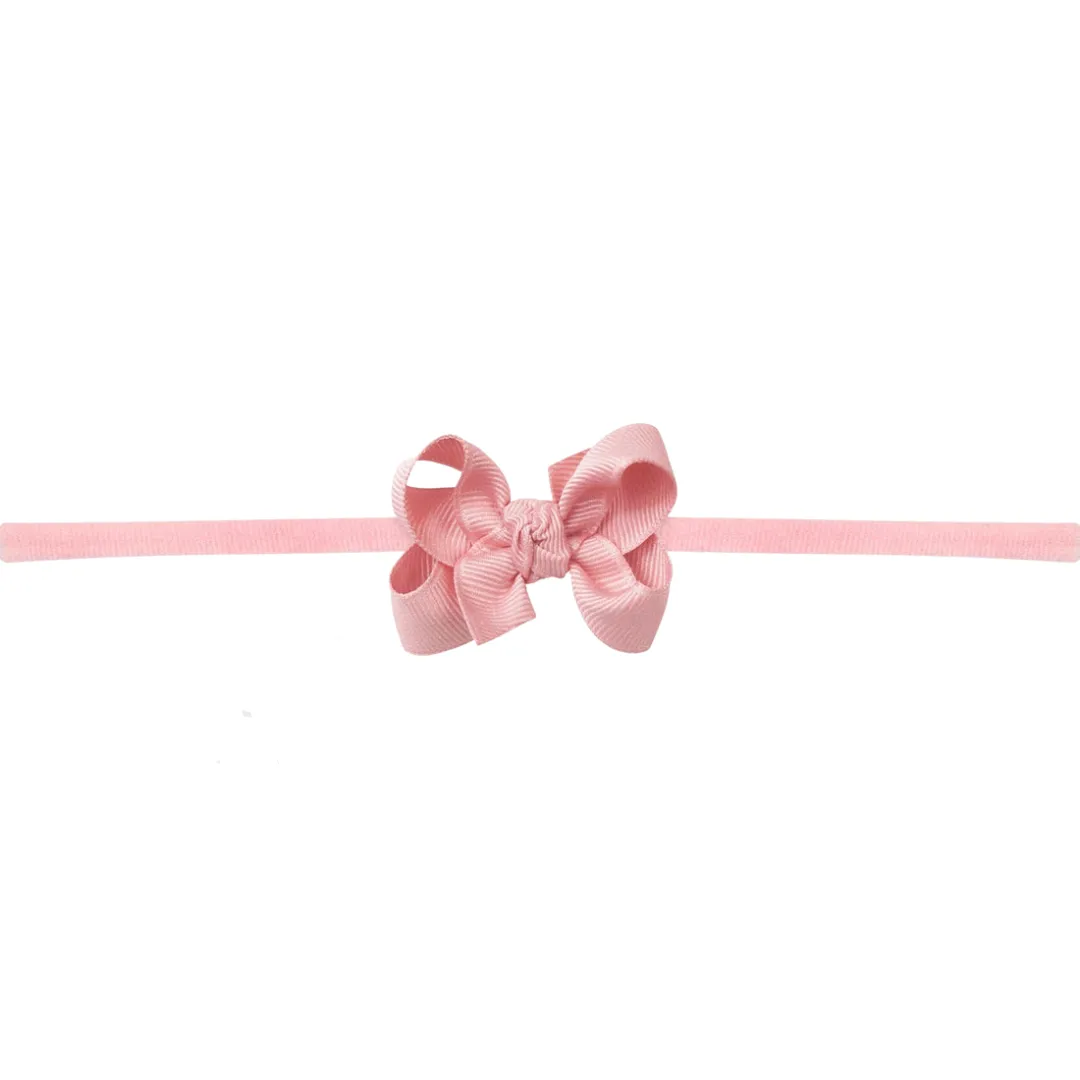 Small Grosgrain Bow on Baby Headband - Peony