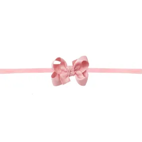 Small Grosgrain Bow on Baby Headband - Peony