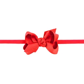 Small Grosgrain Bow on Baby Headband - Red