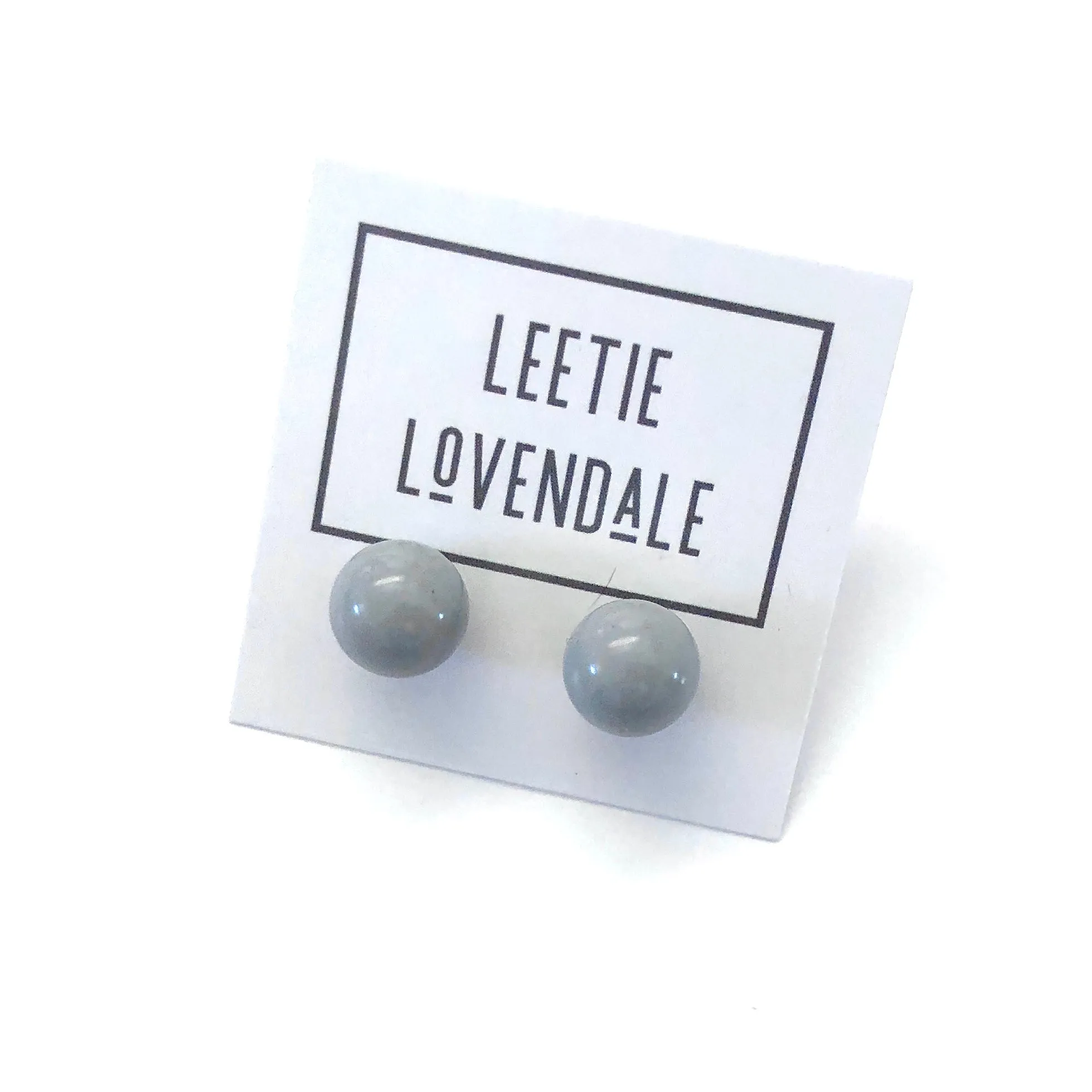 Soft Grey Shiny Ball Stud Earrings