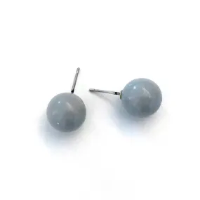 Soft Grey Shiny Ball Stud Earrings