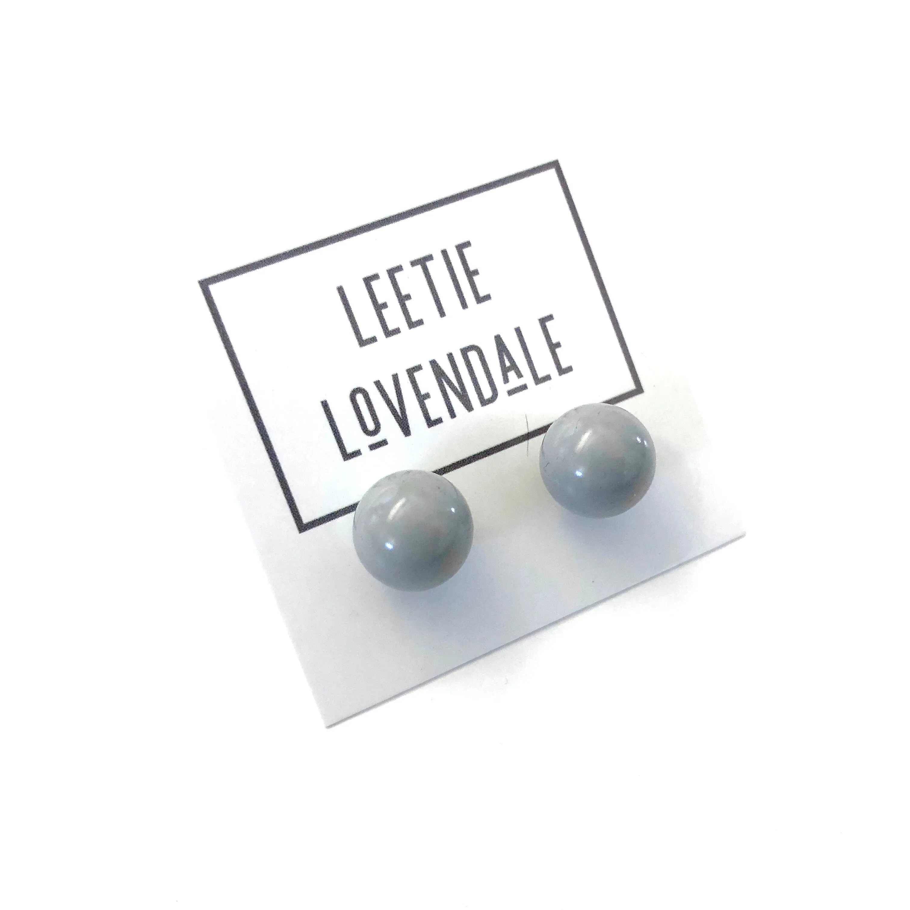 Soft Grey Shiny Ball Stud Earrings