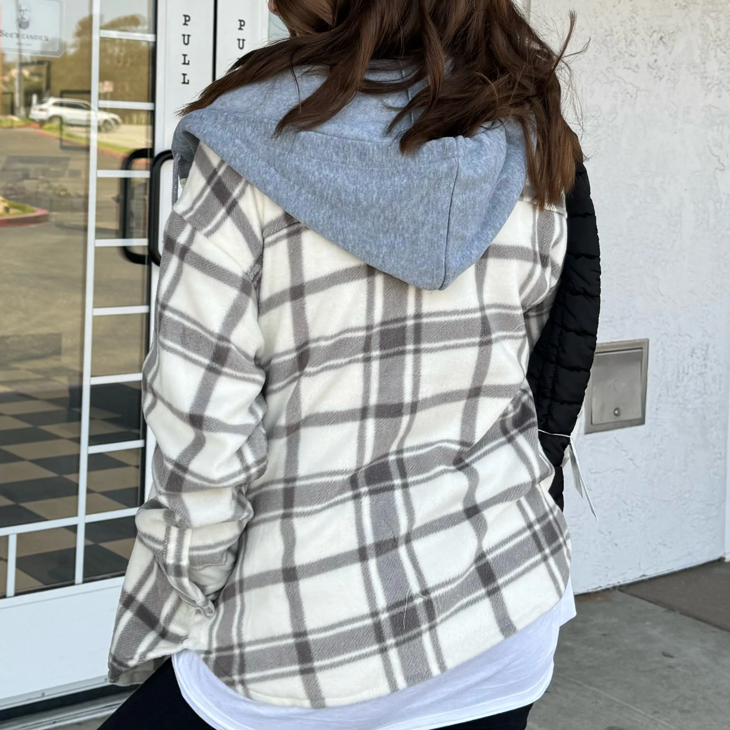 Still The Same Plaid Print Hooded Shacket