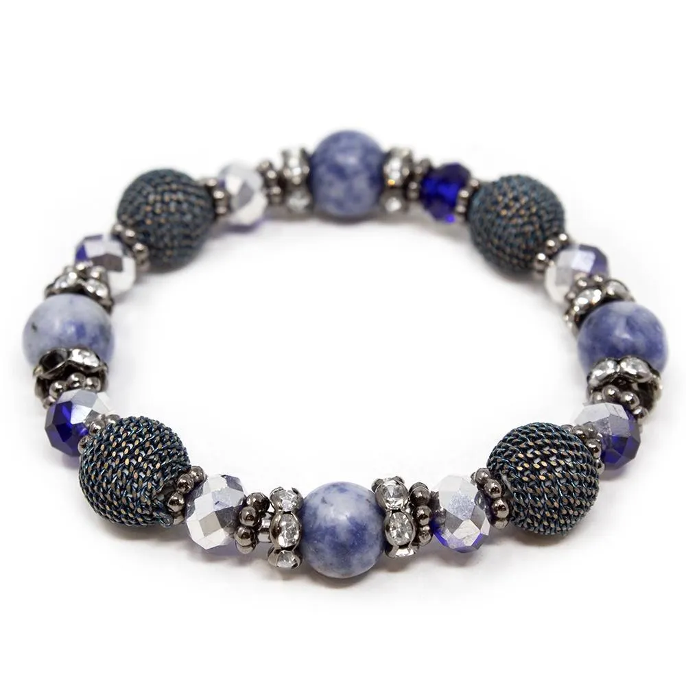 Stretch Semi-Precious Beaded Bracelet Sodalite