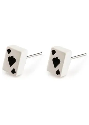 Succubus Jewellery Cards Spades Stud Earrings Black