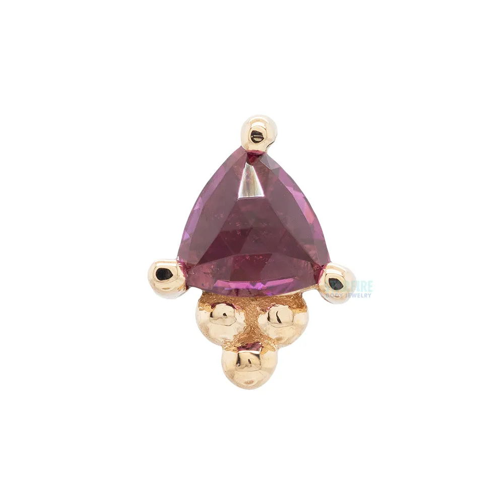 Timka Threaded End in Gold with Rose Cut Rhodolite