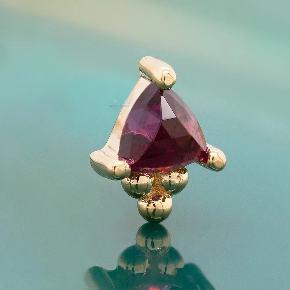 Timka Threaded End in Gold with Rose Cut Rhodolite