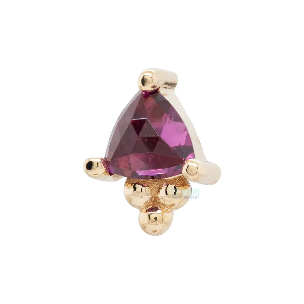 Timka Threaded End in Gold with Rose Cut Rhodolite