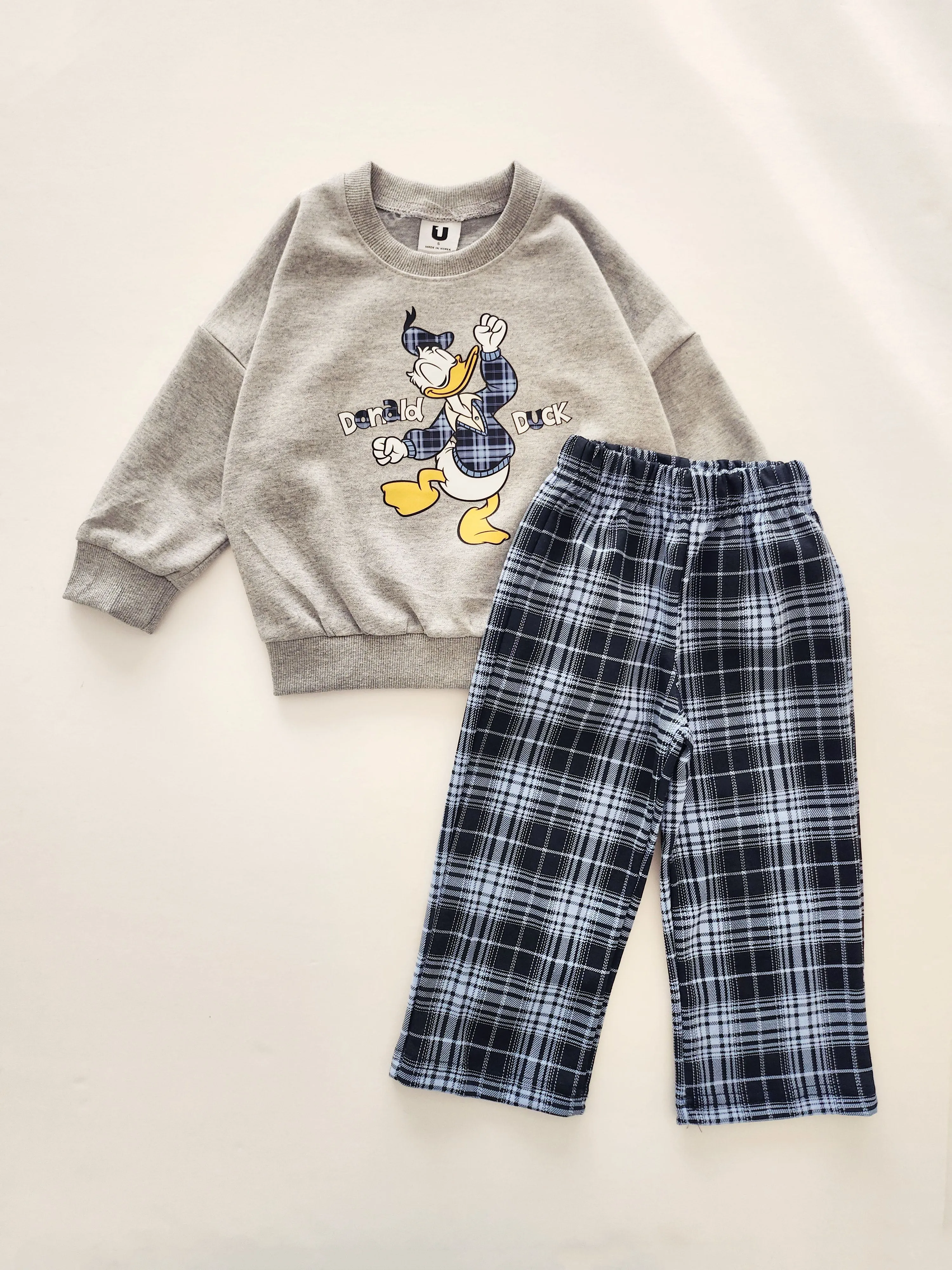 Toddler Disney Sweatshirt and Plaid Pull-on Pants Set (2-7y) - 3 Colors