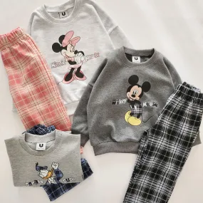 Toddler Disney Sweatshirt and Plaid Pull-on Pants Set (2-7y) - 3 Colors