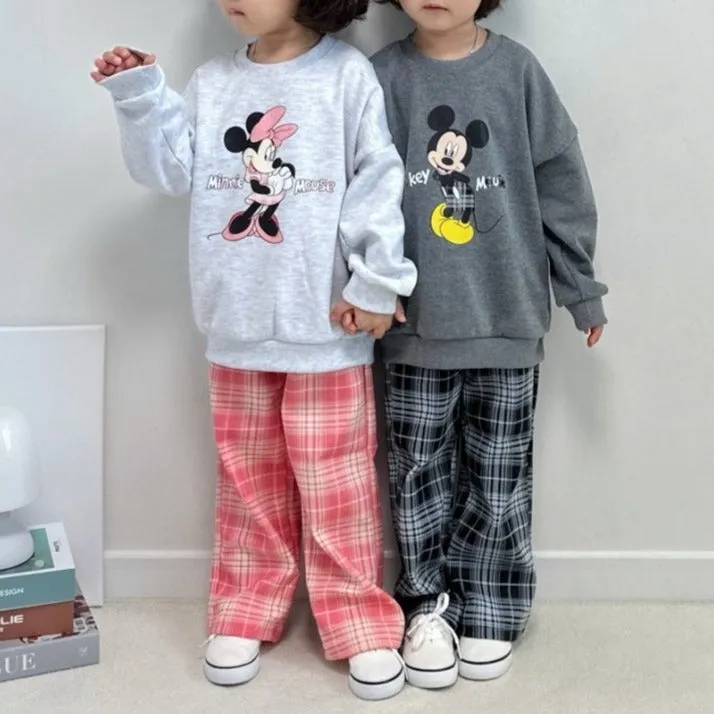 Toddler Disney Sweatshirt and Plaid Pull-on Pants Set (2-7y) - 3 Colors