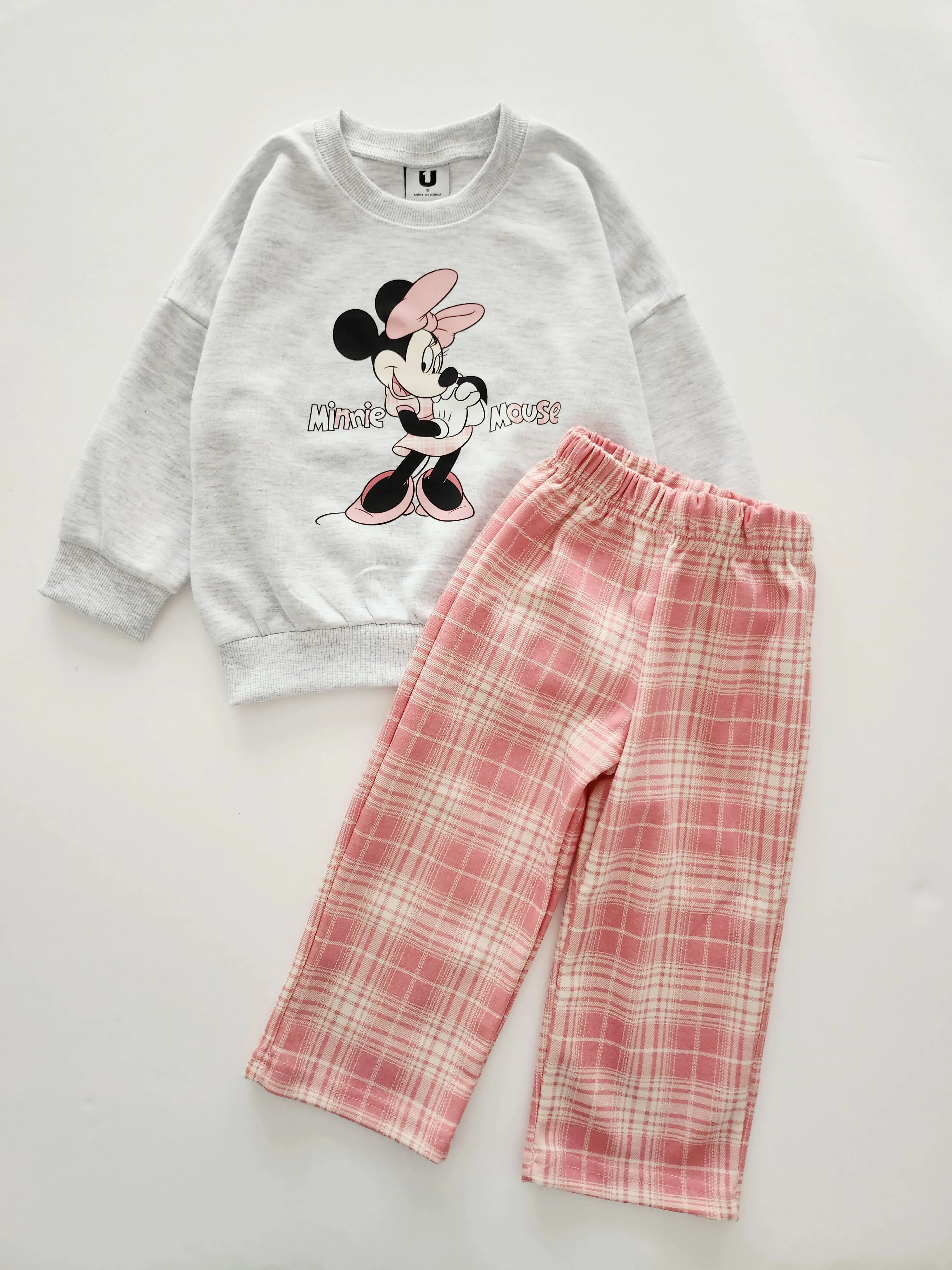 Toddler Disney Sweatshirt and Plaid Pull-on Pants Set (2-7y) - 3 Colors