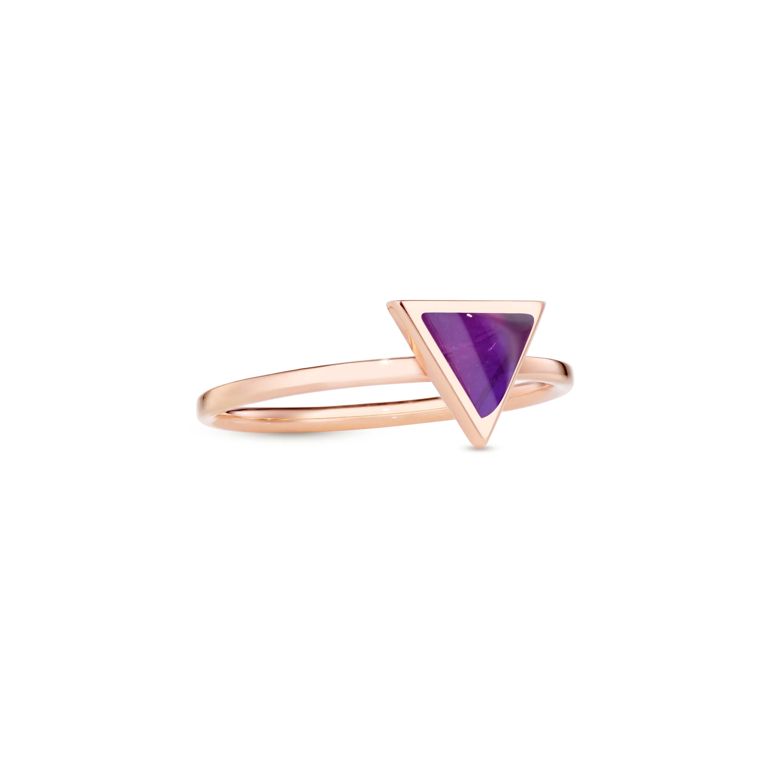 Triangle sticker ring rose gold with amethyst