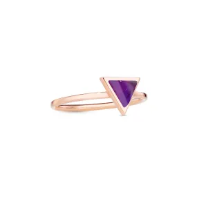 Triangle sticker ring rose gold with amethyst