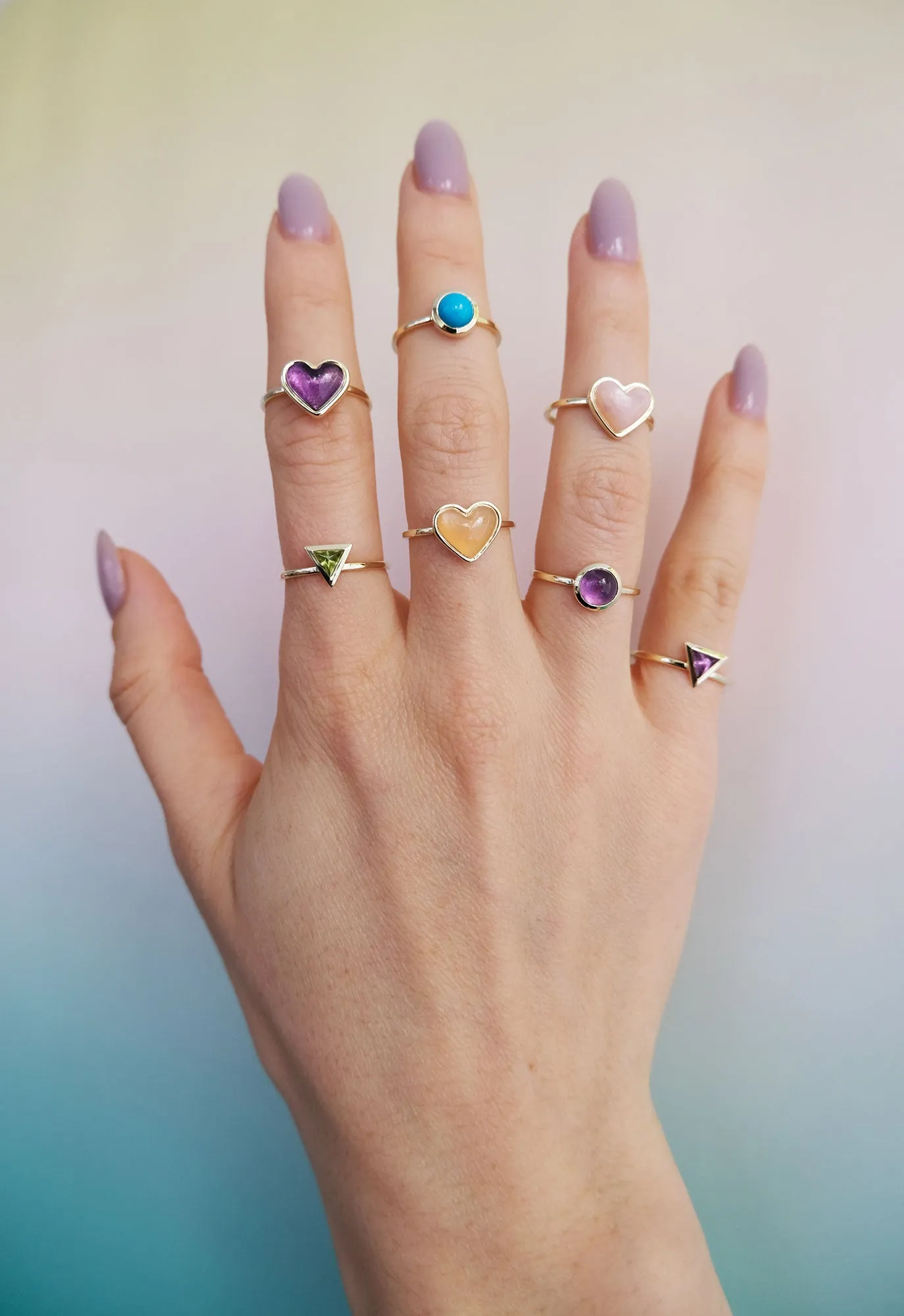 Triangle sticker ring rose gold with chrysoprase