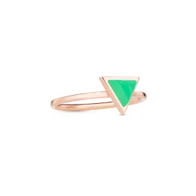 Triangle sticker ring rose gold with chrysoprase