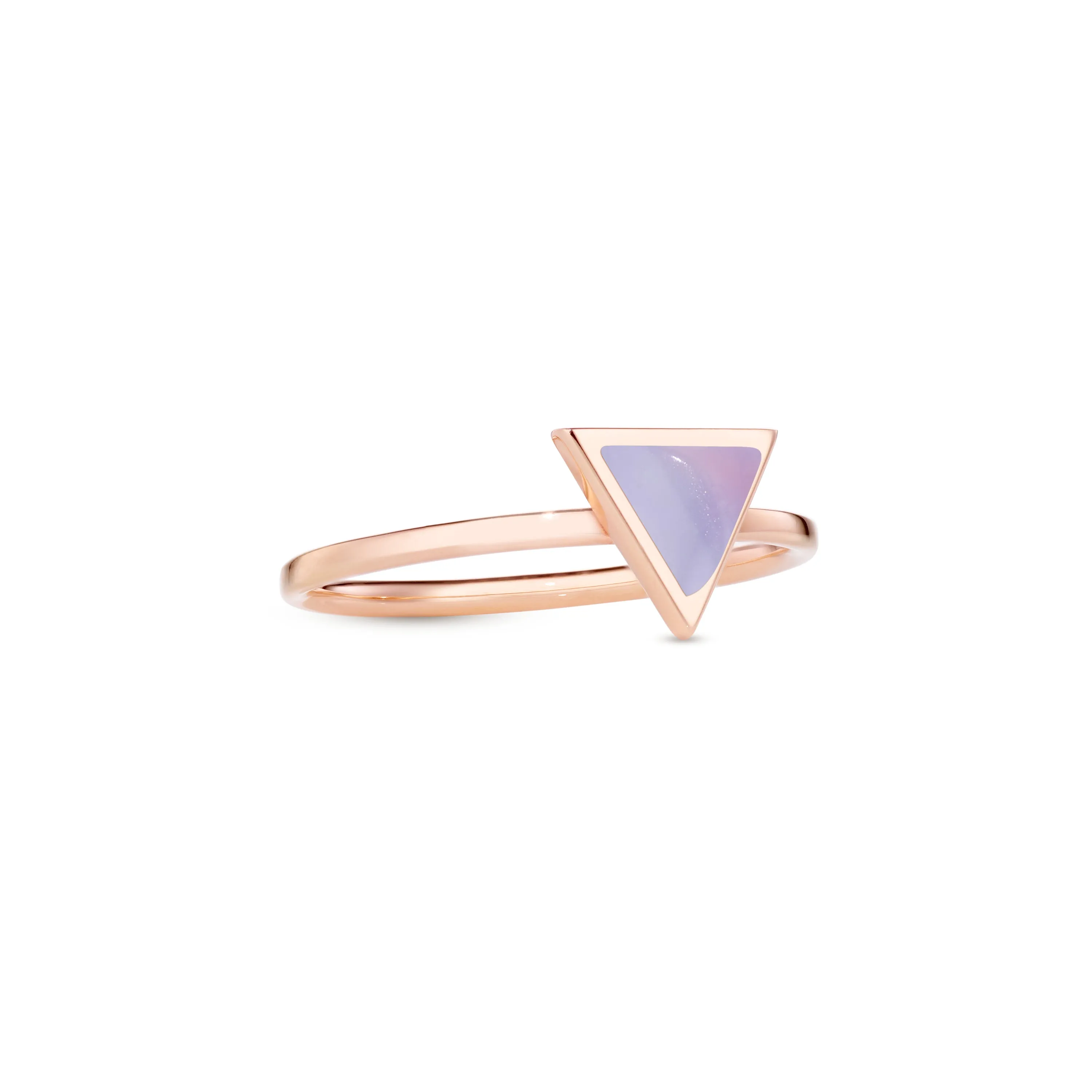 Triangle sticker ring rose gold with lavender chalcedony