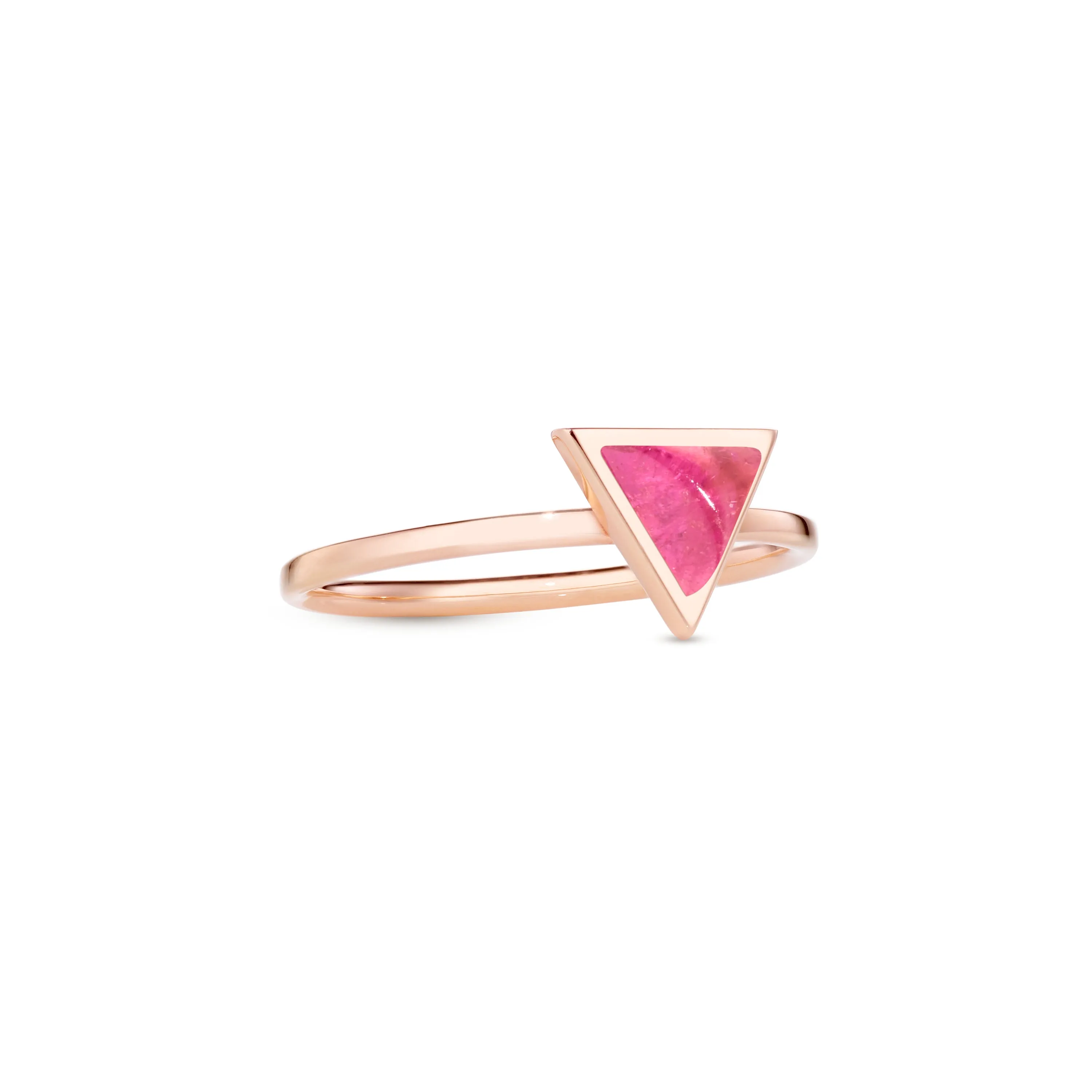 Triangle sticker ring rose gold with pink tourmaline